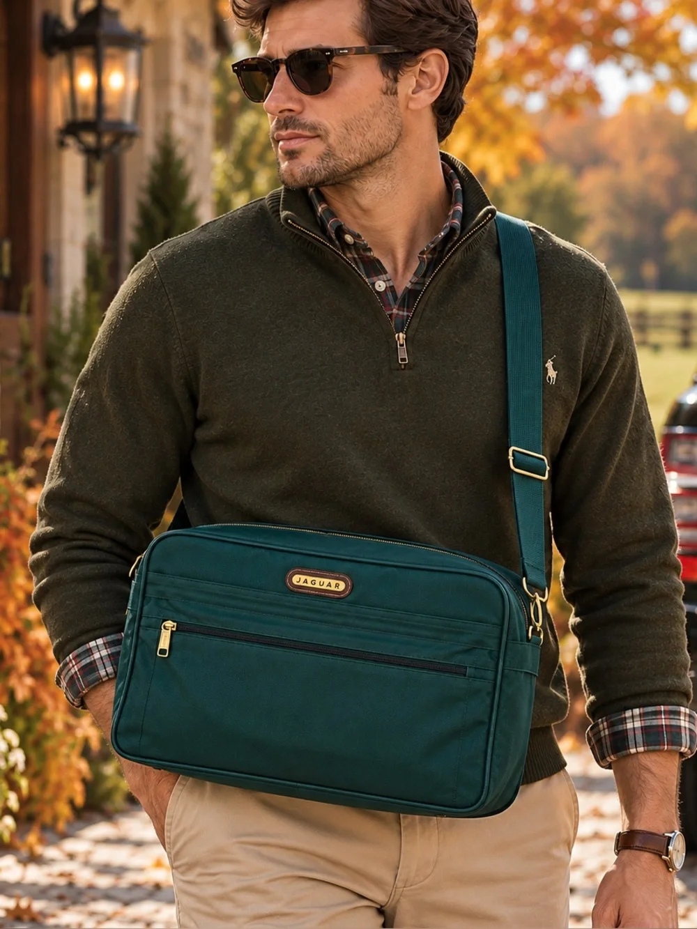 Vintage Jaguar men’s weekender Bag. Teal Messenger Bag